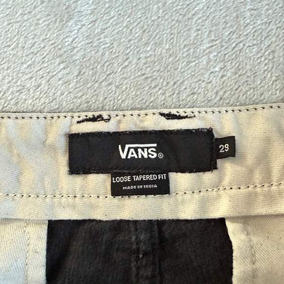 Vans Mens Corduroy Cargo Pants Loose Tapered Fit Size 29x29 Black Skater Y2K - Picture 10 of 11